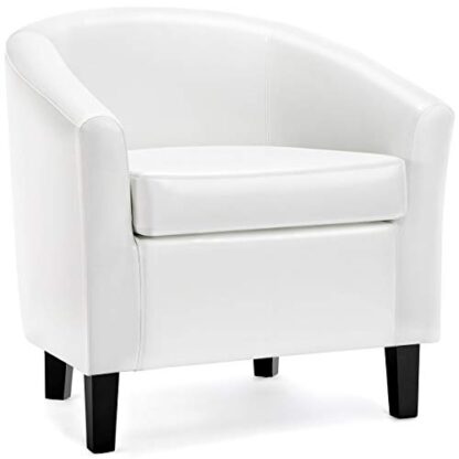 Accent Chair Barrel Chair Faux Leather Club Chair Arm Chair for Living Room Bedroom Reception Room White - Image 10