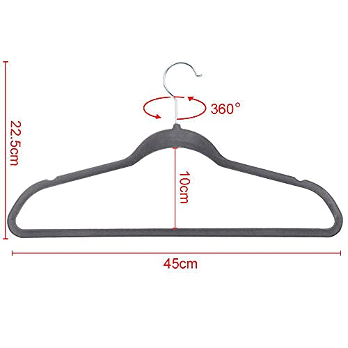 100PCS Clothes Flocked Suit/ Shirt/ Pants Hangers Hook Non Slip Velvet Hangers 