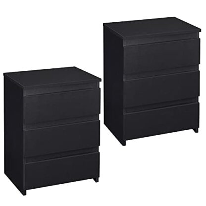 Set of 2 Black End Table with 3 Drawers, Modern Side Tables for Living Room Accent Tables Large Capacity Storage Cabinet for Home Office, Simple Desig - Image 10