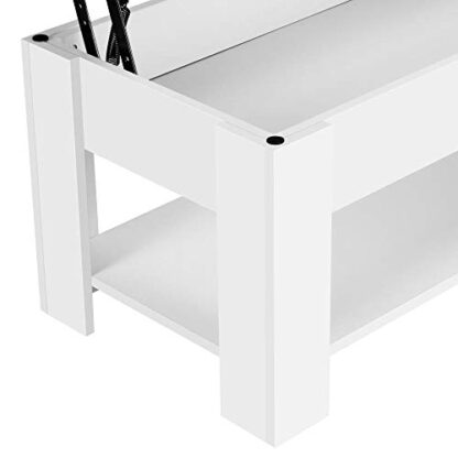 Lift Top Coffee Table w/Hidden Storage Compartment and Storage Shelf - Lift Tabletop for Living Room Reception Room, White - Image 4