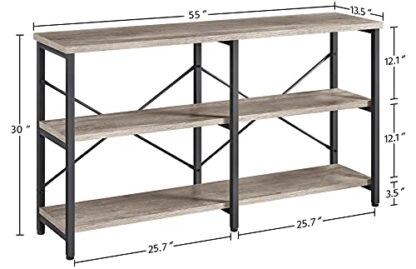 55 Inch Sofa Table Narrow Long with Storage, 3 Tiers Long Skinny Table for Hallway, Retro Sofa Console Table with Shelves for Living Room, X Des - Image 5