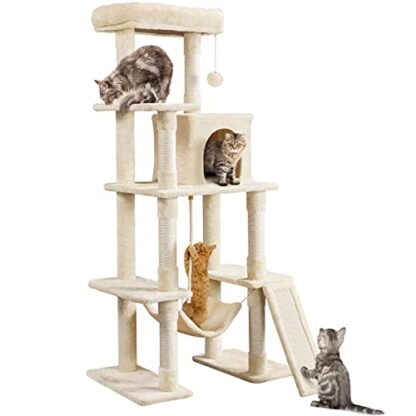 63in Multi-Level Cat Tree for Indoor Cats, Cat Tower Cat Condo w/Scratching Posts, Cat Activity Center Cat Climbing Stand Kitty Play House - Image 8