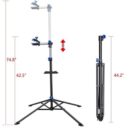 Pro Mechanic Bicycle Repair Workshop Stand Foldable Maintenance Rack w/Tool Tray Height Adjustble Extensible Bike Repair Rack for Road & Mountai - Image 8