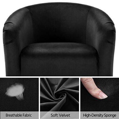 Arm Chair Home Modern Club Chair Accent Chair Upholstered Barrel Chair Black - Image 5