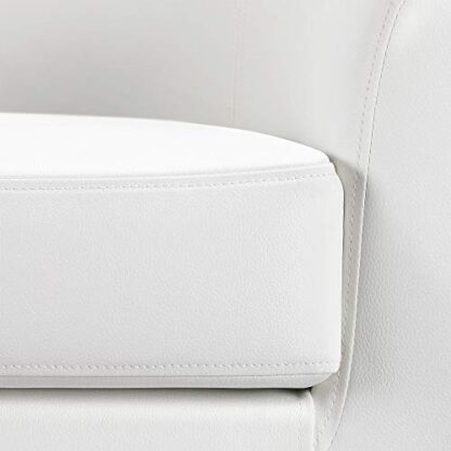 Accent Chair Barrel Chair Faux Leather Club Chair Arm Chair for Living Room Bedroom Reception Room White - Image 3