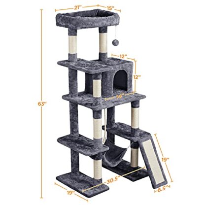 63in Multi-Level Cat Tree for Indoor Cats, Cat Tower Cat Condo w/Scratching Posts, Cat Activity Center Cat Climbing Stand Kitty Play House - Image 7