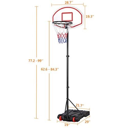 Portable Basketball Hoop System 5.2-7 ft Height Adjustable Basketball Stand for Youth Indoor/Outdoor w/Wheels 29 Inch Backboard Basketball Goals - Image 6