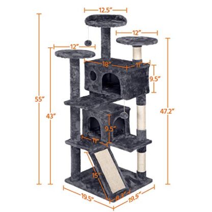 55 inches Multi-Level Cat Tree Condo Kitten Tower Stand House Furniture with Scratching Post & Anti-Toppling Devices, Suit for Kittens, Cats and - Image 6