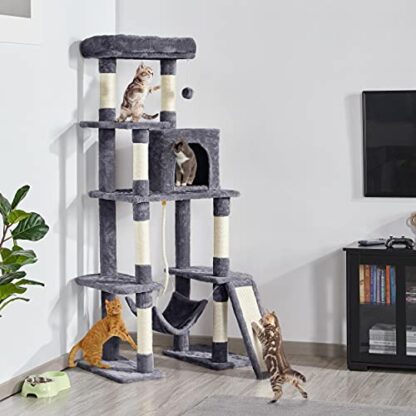 63in Multi-Level Cat Tree for Indoor Cats, Cat Tower Cat Condo w/Scratching Posts, Cat Activity Center Cat Climbing Stand Kitty Play House - Image 8