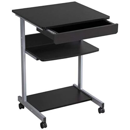 Mobile Computer Desk Cart Rolling Laptop Desk PC Table Workstation with Drawer and Printer Stand Home Office Furniture - Image 10