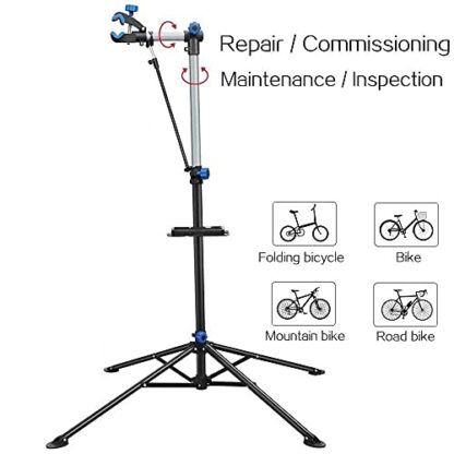 Pro Mechanic Bicycle Repair Workshop Stand Foldable Maintenance Rack w/Tool Tray Height Adjustble Extensible Bike Repair Rack for Road & Mountai - Image 6