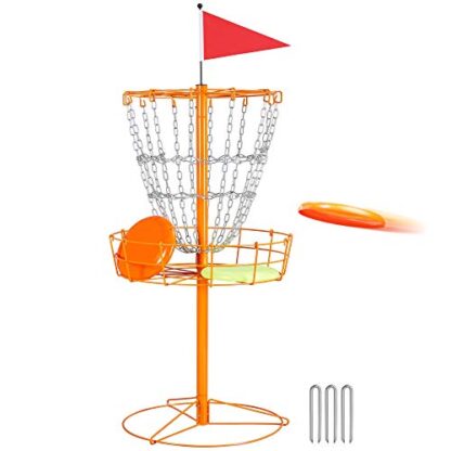 Portable Disc Golf Basket, Practice Target Steel Hole Heavy Duty Disc Golf Goals Catcher, Orange - Image 10