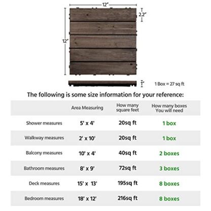 Pack of 27 Wood Flooring Wooden Interlocking Flooring for Outdoor & Indoor Patio Garden Poolside 12” x 12” Dark Brown - Image 7