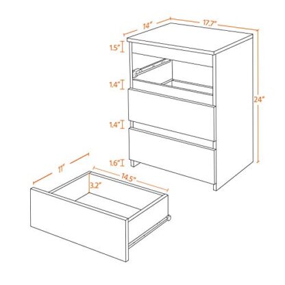 Set of 2 Black End Table with 3 Drawers, Modern Side Tables for Living Room Accent Tables Large Capacity Storage Cabinet for Home Office, Simple Desig - Image 7