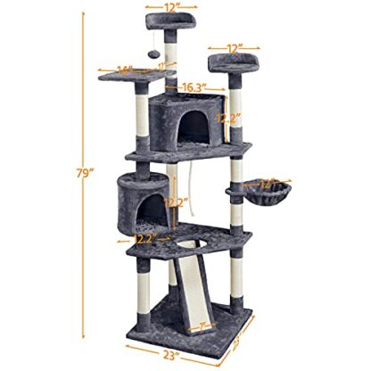 Cat Tree Cat Tower 79in Multi-Level Large Cat Trees with Basket, Condo & Scratching Posts for Large Cats as Cat Activity Center, Cat Furniture, - Image 7