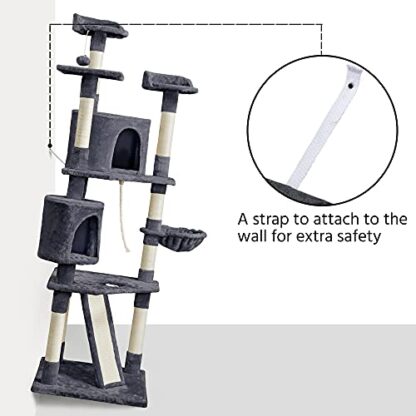 Cat Tree Cat Tower 79in Multi-Level Large Cat Trees with Basket, Condo & Scratching Posts for Large Cats as Cat Activity Center, Cat Furniture, - Image 2