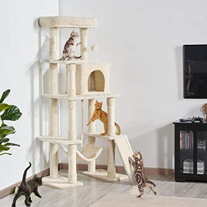 63in Multi-Level Cat Tree for Indoor Cats, Cat Tower Cat Condo w/Scratching Posts, Cat Activity Center Cat Climbing Stand Kitty Play House - Image 3