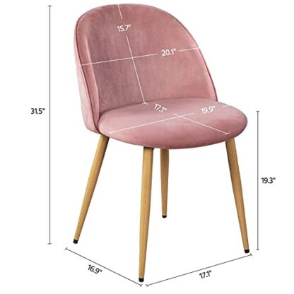 Set of 4, Pink Dining Chairs Living Room Velvet Chairs Soft Seat with Backrest Wooden Style Metal Legs for Kitchen Dining Room Restaurant Cafe - Image 7