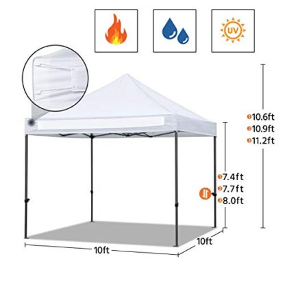 Commercial POP UP Canopy Tent, Folding Shade Sails Canopy, Portable Shade Instant Canopy with Wheeled Carry Bag, Bonus 4 Canopy Sand Bags, 10x10 - Image 9