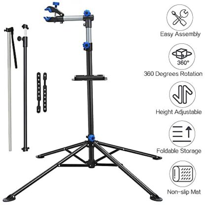 Pro Mechanic Bicycle Repair Workshop Stand Foldable Maintenance Rack w/Tool Tray Height Adjustble Extensible Bike Repair Rack for Road & Mountai - Image 7