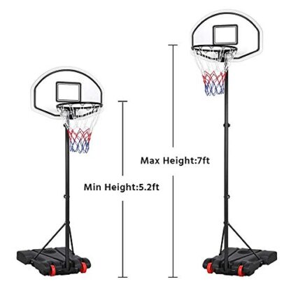 Youth Portable Basketball Hoop 6.4-8.2ft Height Adjustable Basketball Set Indoor Basketball System Outdoor Training Hoop w/Wheels - Image 9