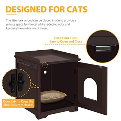 Cat Litter Box Enclosure with Single Door & Side Towel Bar, Hidden Cat Litter Loo Cabinet for Living Room, Indoor Cat House Pet Side Table, Espr - Image 5