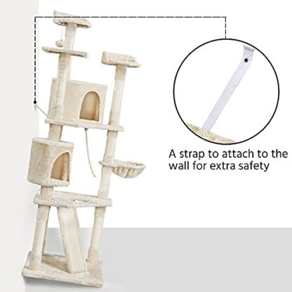 Cat Tree Cat Tower 79in Multi-Level Large Cat Trees with Basket, Condo & Scratching Posts for Large Cats as Cat Activity Center, Cat Furniture, - Image 2