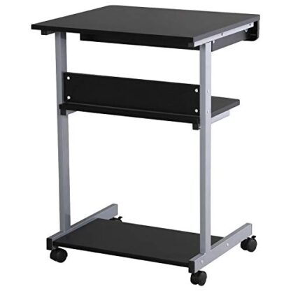 Mobile Computer Desk Cart Rolling Laptop Desk PC Table Workstation with Drawer and Printer Stand Home Office Furniture - Image 7