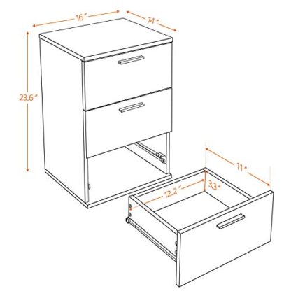 Set of 2 White End Table 3 Drawers End Table Beside Table Wood Storage Cabinet Accent Side Table Industrial End Table for Home & Office - Image 7