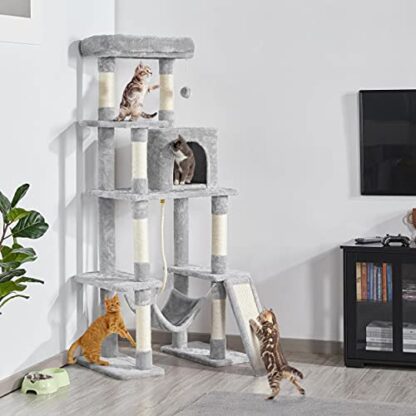 63in Multi-Level Cat Tree for Indoor Cats, Cat Tower Cat Condo w/Scratching Posts, Cat Activity Center Cat Climbing Stand Kitty Play House - Image 8