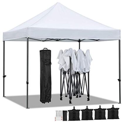 Commercial POP UP Canopy Tent, Folding Shade Sails Canopy, Portable Shade Instant Canopy with Wheeled Carry Bag, Bonus 4 Canopy Sand Bags, 10x10 - Image 10