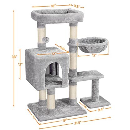 38in Cat Tree Cat Scratching Post Cat Tower Condo Playground, Cat Activity Tree for Climbing Kittens Pets Cats - Image 6