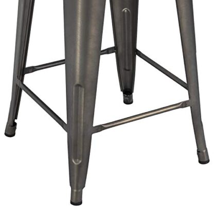 Set of 4, 24 inches Metal Bar Stools Counter Stool Indoor/Outdoor Stackable Barstools Counter Wood Top/Seat Bar Stools , Gunmetal - Image 3