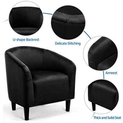 Arm Chair Home Modern Club Chair Accent Chair Upholstered Barrel Chair Black - Image 7