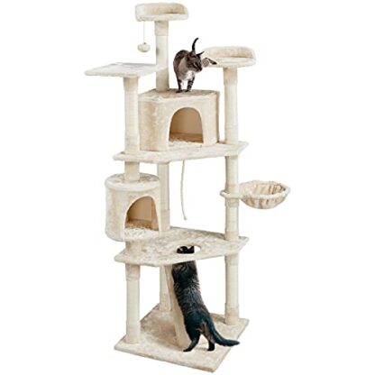 Cat Tree Cat Tower 79in Multi-Level Large Cat Trees with Basket, Condo & Scratching Posts for Large Cats as Cat Activity Center, Cat Furniture, - Image 8