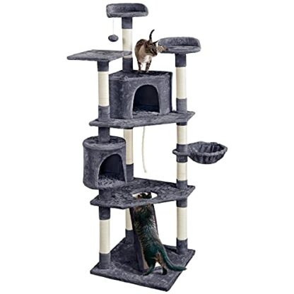 Cat Tree Cat Tower 79in Multi-Level Large Cat Trees with Basket, Condo & Scratching Posts for Large Cats as Cat Activity Center, Cat Furniture, - Image 8