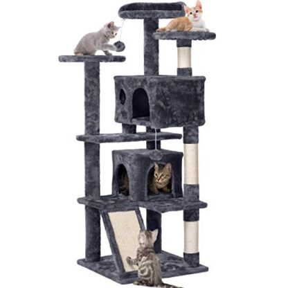 55''H Cat House Large Cat Tower w/ 2 Condos & Fur Ball & 3 Round Platform - Image 8