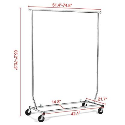 Commercial Clothing Garment Rack, Single Rail Clothes Hanger Freestanding Collapsible/ Folding/ Adjustable Heavy Duty Rolling Multi-Functional E - Image 8