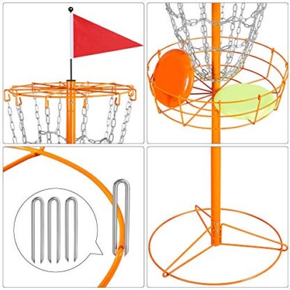 Portable Disc Golf Basket, Practice Target Steel Hole Heavy Duty Disc Golf Goals Catcher, Orange - Image 5