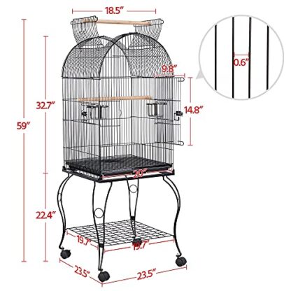 59-Inch Rolling Standing Medium Dome Open Top Bird Cage - Image 5