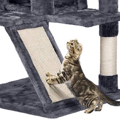 55''H Cat House Large Cat Tower w/ 2 Condos & Fur Ball & 3 Round Platform - Image 4