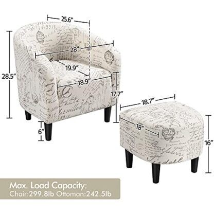 Contemporary Club Chair for Living Room Accent Arm Chair Tub Chair Upholstered Barrel Chair and Ottoman Set for Living Room Guestroom Bedroom Le - Image 9