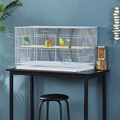 30-inch Stackable Flight Bird Cages for Parakeets Cockatiels Conures Finches Budgies Lovebirds Canaries Small Birds Parrots Birdcage, White - Image 3