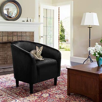 Arm Chair Home Modern Club Chair Accent Chair Upholstered Barrel Chair Black - Image 8