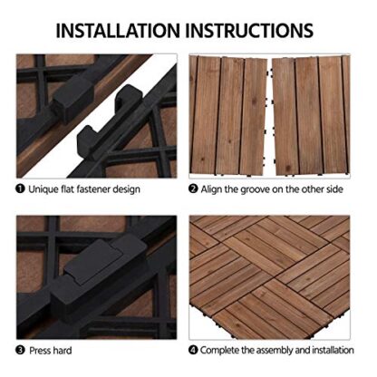 27pcs Brown Wood Flooring Interlocking Hardwood Flooring Indoor & Outdoor for Patio Garden Poolside 12” x 12” - Image 7