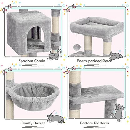 38in Cat Tree Cat Scratching Post Cat Tower Condo Playground, Cat Activity Tree for Climbing Kittens Pets Cats - Image 5