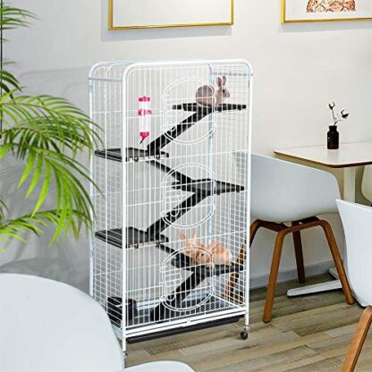 White Multi Levels Rolling Large Rabbit Bunny Cage - 52-inch - Image 7