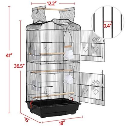 41-Inch Open Play Top Medium Size Quaker Parrot Bird Cage Cockatiel Indian Ring Neck Sun Parakeet Green Cheek Conures Lovebirds Budgies Canary F - Image 2