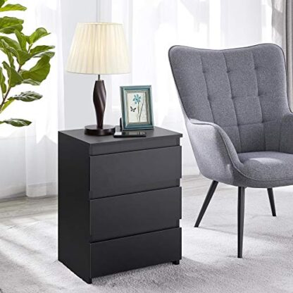 Set of 2 Black End Table with 3 Drawers, Modern Side Tables for Living Room Accent Tables Large Capacity Storage Cabinet for Home Office, Simple Desig - Image 8