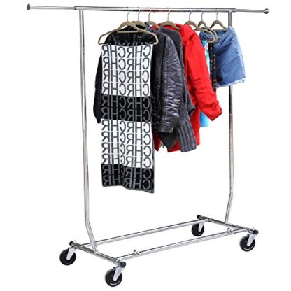 Commercial Clothing Garment Rack, Single Rail Clothes Hanger Freestanding Collapsible/ Folding/ Adjustable Heavy Duty Rolling Multi-Functional E - Image 10